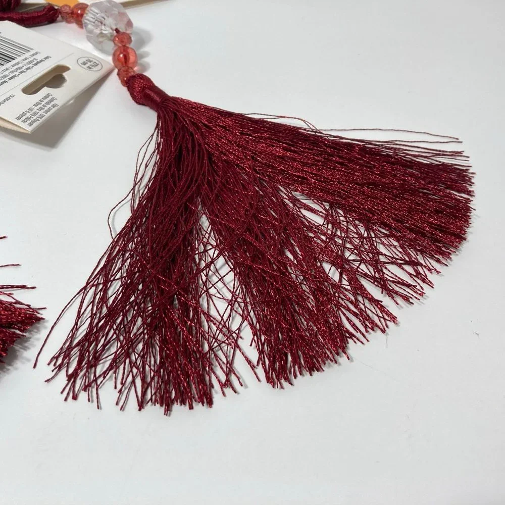 Burgundy Red Beaded Curtain Tieback Set of 2 Long